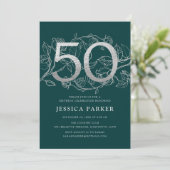 Elegante Emerald Groen Zilver 50ste Verjaardag Kaart (Staand voorkant)
