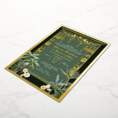 Elegante Emerald Groene en Gouden Indische Bruilof Folie Uitnodiging (Gedraaid)