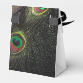 Elegante Emerald Groene en Gouden Peacock Bruiloft Bedankdoosjes (Achterkant)