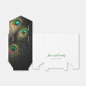 Elegante Emerald Groene en Gouden Peacock Bruiloft Bedankdoosjes (Uitgevouwen)