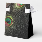 Elegante Emerald Groene en Gouden Peacock Bruiloft Bedankdoosjes (Achterkant)