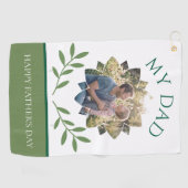 Elegante Emerald Ivy Vaderdag Aangepaste Foto Golfhanddoek (Horizontaal)