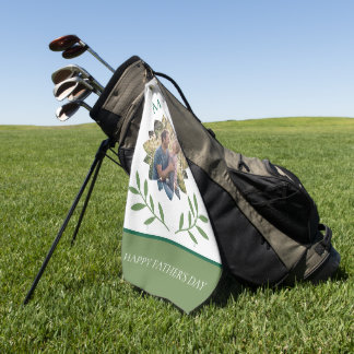 Elegante Emerald Ivy Vaderdag Aangepaste Foto Golfhanddoek