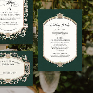 Elegante Emerald n Gold bruiloft details Kaart