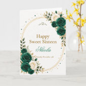 Elegante Emerald Sweet 16 Kaart (Gele Bloem)