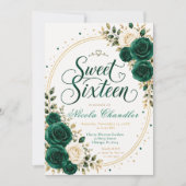 Elegante Emerald Sweet 16 Kaart (Voorkant)