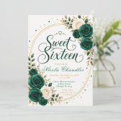 Elegante Emerald Sweet 16 Kaart (Staand voorkant)