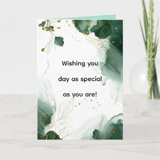 Elegante Emerald Waterverf & Gouden Botanische kaa Kaart