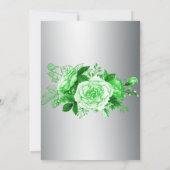 Elegante Emerald Waterverf Rozen en Silver RSVP Kaart (Achterkant)