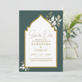 Elegante Emerald Wedding Save the Date Kaart (Staand voorkant)