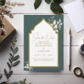 Elegante Emerald Wedding Save the Date Kaart