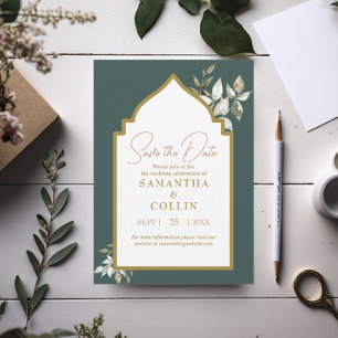 Elegante Emerald Wedding Save the Date Kaart