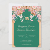 Elegante Emerald Wildflower bruiloft uitnodiging (Voorkant)