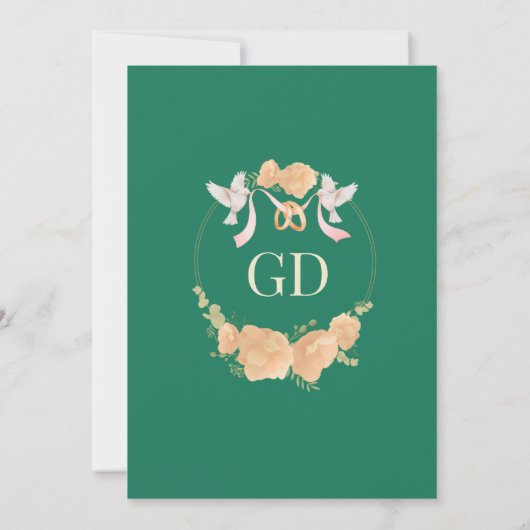 Elegante Emerald Wildflower bruiloft uitnodiging (Achterkant)