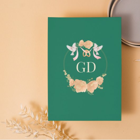 Elegante Emerald Wildflower bruiloft uitnodiging