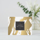 Elegante en Abstracte gouden penseelstreken II Bri Briefkaart (Staand voorkant)