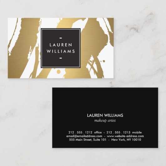 Elegante en Abstracte gouden penseelstreken II Visitekaartje (Voorkant / Achterkant)