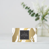Elegante en Abstracte gouden penseelstreken II Visitekaartje (Staand voorkant)