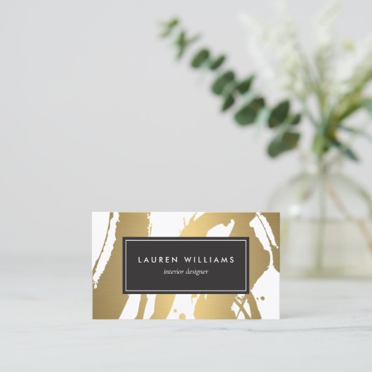 Elegante en Abstracte gouden penseelstreken III Visitekaartje (Staand voorkant)