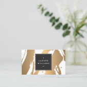 Elegante en Abstracte koperpenseelstreken Visitekaartje (Staand voorkant)