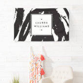 Elegante en Abstracte zwart-witte penseelstreken Spandoek (Insitu)