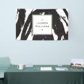 Elegante en Abstracte zwart-witte penseelstreken Spandoek (Beurs)