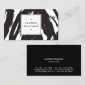 Elegante en Abstracte zwart-witte penseelstreken Visitekaartje (Voorkant / Achterkant)