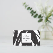 Elegante en Abstracte zwart-witte penseelstreken Visitekaartje (Staand voorkant)