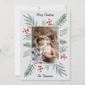 Elegante en botanische handgetekende kerstfoto feestdagenkaart (Voorkant)