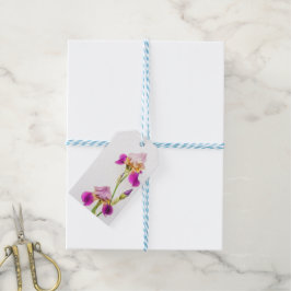 Elegante en botanische irisbloem cadeaulabel