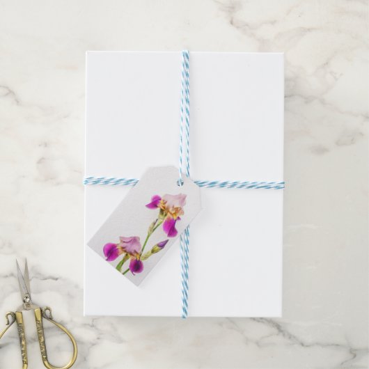 Elegante en botanische irisbloem cadeaulabel (Met Touw)