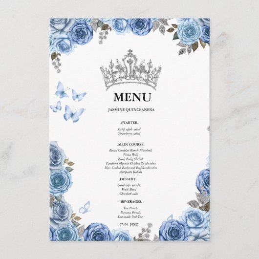 Elegante en chic koppel bruidsshowers menu (Voorkant)