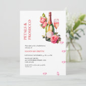 Elegante en chique bloemblaadjes en Prosecco Vrijg Kaart (Staand voorkant)