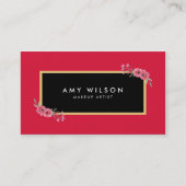 Elegante en chique roze florale make-up artiest visitekaartje (Voorkant)