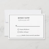 Elegante en chique zwart-wit bruiloft RSVP kaartje (Achterkant)