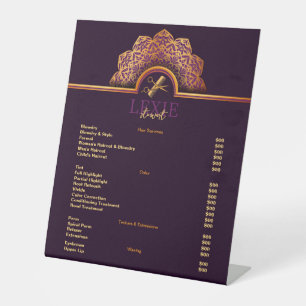 Elegante en Classy Hair Stylist prijslijst Reclamebord Met Voetstuk