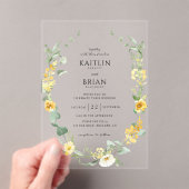 Elegante en delicate gele bloemenkrans bruiloft acryl uitnodigingen (Insitu (Draagbaar))