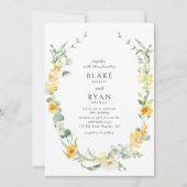 Elegante en delicate gele krans bruiloft kaart (Voorkant)