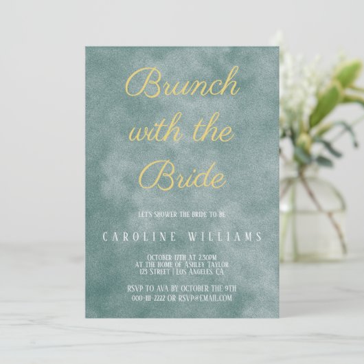 Elegante en delicate gouden bruid brunch uitnodigi kaart (Staand voorkant)