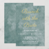 Elegante en delicate gouden bruid brunch uitnodigi kaart (Voorkant / Achterkant)