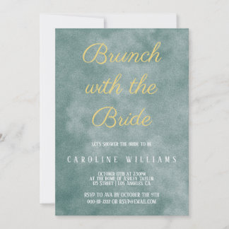 Elegante en delicate gouden bruid brunch uitnodigi kaart
