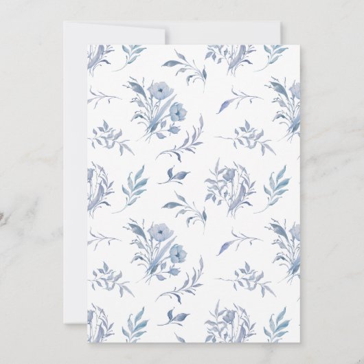 Elegante en eenvoudige blauwe Chinoiserie bruiloft Kaart (Achterkant)