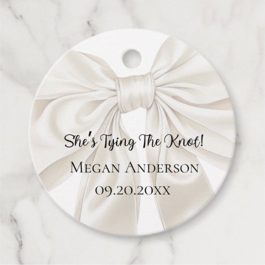 Elegante en eenvoudige Bow Theme Wedding Shower Bedankjes Labels (Voorkant)