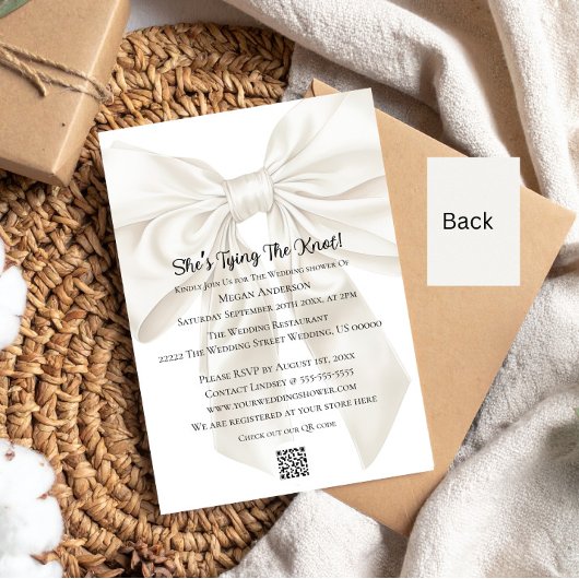 Elegante en eenvoudige Bow Theme Wedding Shower Kaart