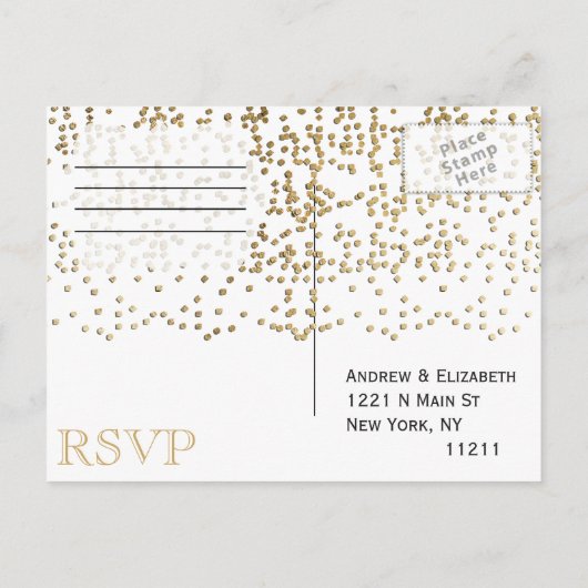 Elegante en eenvoudige Faux Gold Confetti Uitnodiging Briefkaart (Achterkant)