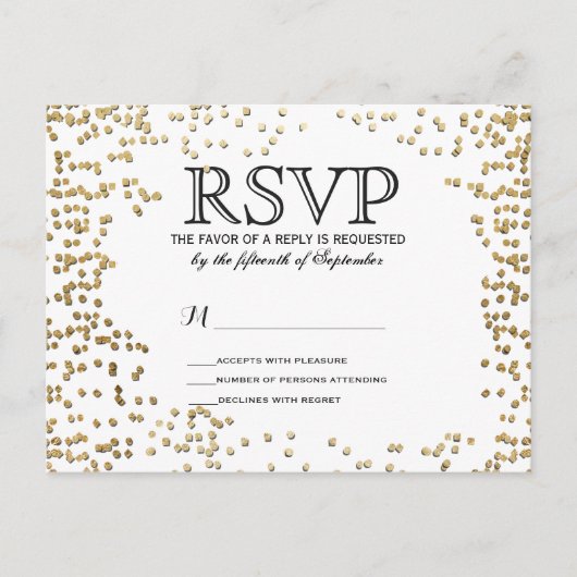 Elegante en eenvoudige Faux Gold Confetti Uitnodiging Briefkaart (Voorkant)