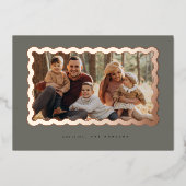 Elegante en eenvoudige Folie Kerstmis Fotokaart Folie Uitnodiging (Voorkant)