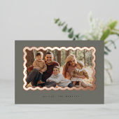 Elegante en eenvoudige Folie Kerstmis Fotokaart Folie Uitnodiging (Staand Voorkant)