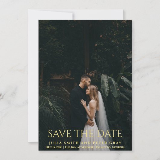 Elegante en Eenvoudige Gouden Typografie Bruiloft Kaart (Voorkant)