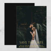 Elegante en Eenvoudige Gouden Typografie Bruiloft Kaart (Voorkant / Achterkant)